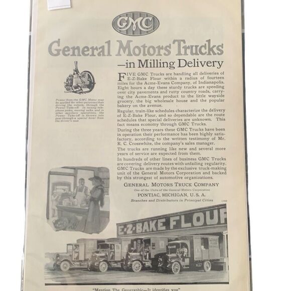 Vintage 1920 GMC General Motors Trucks E-Z Bake Flour Milling Delivery Ad Advert - Picture 2 of 4